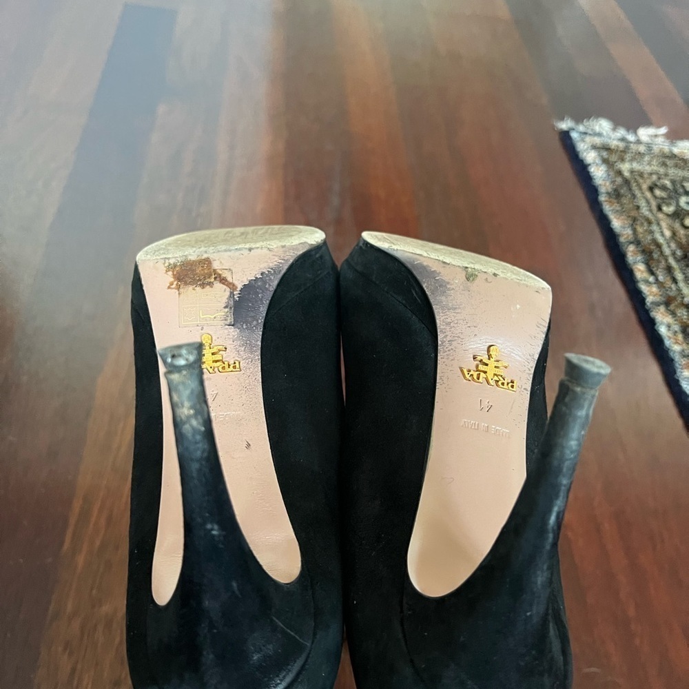 LUXURY PRADA PUMPS SHOES 1KP136 BLACK SUEDE LEATHER US 11 EU 41 - Picture 8 of 8